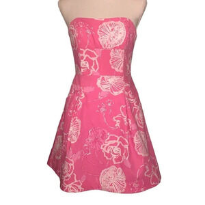 Lilly PULITZER Sz 2 Women's Pink Lt. Pink White Strapless Dress Party Cocktail